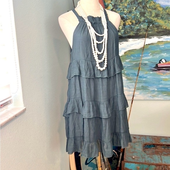 Listicle®, Ladies' Halter Cafe Dress,Tiered Softly Ruffled,Tie-Neck,Lined,Size S - Picture 3 of 15